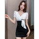 Pierre Cardin Nachtclub Arbeit Kleidung sexy Kleid KTV Kleid Massage Fußbadetechniker Arbeit Kleidung Hüftrock 3882 Schwarz M suggeriert 95-105jin [Jin ist gleich 0,5 kg]