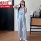 维多利亚的格调巨好看的夏日套装女2025新款小众不撞款吊带开衫阔腿裤三件套 香槟色衬衫+吊带+裤子 S