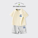 R.DuckKids Little Yellow Duck Boy Traje de manga corta Baby Class A Pure Cotton Top 2025 Summer Little Baby Sports Round AP13794 Fluorescente Verde + I10470k Gris 80 cm