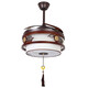 
New Chinese fan chandelier bedroom living room solid wood invisible home Chinese style retro fan frequency conversion restaurant chandelier 9898 three-color 48-inch DC frequency conversion silent pure copper
