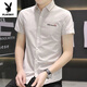 Playboy (Playboy) Casual und vielseitig Pendler Sommer-Kurzärmel-Hemd koreanischer Stil Schleicher Geschäft Casual Thin Atmable Hemd 844 Khaki XL 120 bis 140 Jin [Jin ist gleich 0,5 kg]