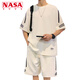 NASA XVVX casual sports T-shirt suit men's summer new loose short-sleeved T-shirt men's shorts with a handsome set FKS653 khaki suit L about 110-130 Jin Jin equals 0.5 kg can be worn