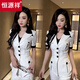 
Hengyuanxiang Xiaoxiang Fashionable Suit Pants 2025 Summer New Temperament Women's Clothing Female Sex Two-Piece Set 4379-White [Top + Pants] M