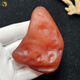 Fuwanzhe natural beeswax raw stone genuine handle piece raw amber red leather full leather pendant 72.18g