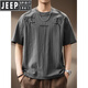 
JEEP SPIRIT Jeep Chinese style printed linen breathable short-sleeved T-shirt for men's summer thin loose large size light and quick-drying T-shirt 829 gray XL suitable for 150-170Jin [Jin equals 0.5 kg]
