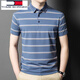 Tommy Shekelly Tommy Mula Silk Kurzarm T-Shirt Männer 2025 Sommer gestreiftes Middel mittlere Alters-Outfit Polo Shirt Männer 826 Green M 165 [Vorgeschlagen 100-125 Jin [Jin gleich 0,5 kg]]