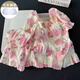 
Xiangyaxin pastoral style pajamas for women in summer cloud cotton with chest pad sweet short sleeves 2025 new princess style home clothing set 9902-2 Monet pink flower M