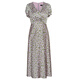 
ROEYSHOUSE ROYE Elegant V-neck Floral Dress for Women 2025 Summer New Fashion Puff Sleeve Waist-Close Mid-Long Skirt 12138 Floral XL