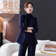 Davia high-end suit suit women's professional wear formal autumn and winter new fashion temperament goddess style work clothes navy blue suit + wide leg pants XL recommended 115-125 Jin Jin equals 0.5 kg
