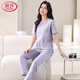 Langsha Pajama для женщин Thin Thin 2025 Новые брюки с короткими рукавами чистого хлопка набор домашней одежды Лето-хлопок можно носить за пределами 7374 Грин Зеленый M 80-100-джин [Джин равен 0,5 кг]