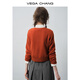 
VEGA CHANG [100% wool] wool sweater for women 2025 new autumn temperament simple cardigan sweater cherry red (wool sweater) all size