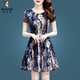 Woodpecker Ice Silk Robe 2025 Nouveau Température de vêtements pour femmes haut de gamme Réduire l'âge à manches courtes Mère d'âge moyen jupe d'été pour femmes Ice Silk 9904 jupe M 100Jin [Jin est égal à 0,5 kg]