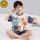 G.Duckkids Kinderpyjamas Jungen Sommer reines Baumwolldünne kurzärmelige Jungen große Kinder Sommer Teenager-Studenten Home Kleidung Set TN694 Nezha 130 14 Größe [130 High/50jin [Jin entspricht ca. 0,5 kg]]]
