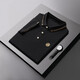 Fat Donglai summer clothes solid color lapel short-sleeved T-shirt men's trendy versatile casual loose top Black QY682 M