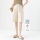 NY-RCE zipper original color casual wide-leg six-crop pants for women in summer thin elastic high waist slimming old-fashioned linen shorts zipper original color 33
