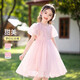 Hercastle Girls 'Robe Summer New Style Medium-Girl's Girls's Girls's Style Mesh Princess Jupe à la mode à manches à bulles à la mode 3519 # Pink 110 CM35Jin [Jin est égal à 0,5 kg]