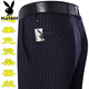 Playboy high-end mulberry silk drooping anti-wrinkle men's trousers summer thin middle-aged high-waist loose straight-leg professional pants T9906 blue-gray boutique thin 29 waist circumference 2 feet 2