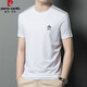 Pierre CARDIN men's short-sleeved round neck mulberry silk T-shirt summer half-sleeved versatile casual top T-shirt base shirt men's middle-aged clothes Blue-13598KSP M 165 Recommended 90-120Jin [Jin equals 0.5 kg]