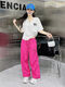Nrdcz Top avec pantalon de travail pour femmes 2025 Summer de la bande de roulement de la bande de roulement Suisse à manches courtes T-shirt Square Dance Team Uniforme 3877 Dragon Fruit Clothes + 3878 White Pants S 80-100jin [Jin est égal à 0,5 kg]