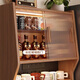 HOSHE solid wood side cabinet small apartment high cabinet kitchen wall integrated storage cabinet cabinet narrow side tea cabinet cabinet [Walnut color] side cabinet-50cm assembly