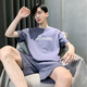 
Bangqi pajamas men summer short-sleeved shorts cotton teenagers junior high school student suit men's home clothes fat 4X HDE9928 L