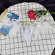 Open crotch lace men's pure desire sexy modified JJ set underwear feather decoration embroidered breathable open file thong love white JJ set open style 100-140Jin Jin equals 0.5 kg