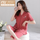 
Modal summer cotton pajamas women's short-sleeved cropped pants large-size cardigan suit summer middle-aged mother home clothes n9871 M (80-100Jin [Jin equals 0.5 kg])