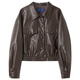 
Three Color 2025 Autumn New PU Leather Jacket Lapel Loose Rotary Sleeve Top Cardigan Leather Jacket M