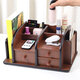 Huixing Stationery Wood Multifonctional Contexte de stylo Storage Box Office Drawer Télécommande Cosmetics Organisateur Boîte de stockage Boîte de stockage HX-1049