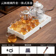 Complete set of high-end glass tea sets, fully automatic water-boiling electric ceramic stove, teapot, household Kung Fu tea cup and tea tray Yunlin glass tea set, integrated tea tray including electrical appliances