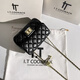CALCULAT/KEEN small fragrance style bag 2025 summer new square fat women's bag feeling niche diamond chain crossbody small bag black