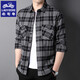Klassiker Car Frühlings- und Herbst-Plaid-Hemd-Hemd-Herren-Langarm-Arbeitskleidung Multi-Pocket plus Samt verdickte Männer-Retro-Shirt 9926 plus Samt Single Pocket m