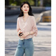 Shangjing shirt women's 26th early spring new women's clothing sweet little fragrance lace stitching small age-reducing V-neck shirt women