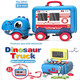Children's house play doctor toy inertial dinosaur truck storage box girl simulated makeup kitchen set dinosaur truck tool [English window color box]