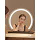Fat Donglai's same style LED makeup mirror with light desktop dresser dormitory bedroom fill-in light rechargeable semi-circular mirror can be rotated 30cm fashionable white plug-in