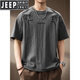 
JEEP SPIRIT Jeep Chinese style printed linen breathable short-sleeved T-shirt for men's summer thin loose large size light and quick-drying T-shirt 829 gray XL suitable for 150-170Jin [Jin equals 0.5 kg]