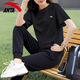 Anta-Sportanzug für Frauen 2025 Sommer Kurzärärmelte T-Shirt Atmungsfreie Hosen lässige Kleidung Fitnesskleidung Zweiteiler Set -6 Seidengrau Lila L/170
