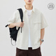 Yuansu Street Französisches Hemd Kurzärärmelte Herren Sommer Neue trendige losen Arbeitspeakkleidung Casual Ice Seide Revers Fünf-Punkte-Hemd 1105 Meter Weiß M _ [110-120jin [Jin entspricht 0,5 kg]]