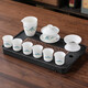 Mutton-fat Jade Porcelain 2025 New Tea Set Home Office Light Luxury High-end Landscape Painting Cover Bowl Tea Cup Gift Box 10-head Mutton-Fat Jade-Jinting Landscape Fragrance + Small Bamboo Plate