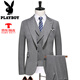 Playboy 2025 Summer Casual Suit Men Men Business Boded Groom Vestido Traje pequeño de tres piezas Conjunto de tres piezas de tres piezas (traje + chaleco + pantalones) 3xl