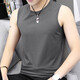 Pure cotton vest Four seasons men's sleeveless solid color vest T-shirt sports breathable waistcoat undershirt pure cotton sleeveless V-neck light gray 3XL recommended 140-160Jin Jin equals 0.5 kg