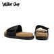 Walker Shop男士拖鞋夏季2025新款室外休闲时尚一字拖鞋个性潮百搭拖鞋沙滩鞋 黑色 41