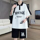 T-shirt à manches à manches courtes Gegusen Summer Boy 12-16 ans Beau Big Children Tendy Casual Suit Trend 6629 blanc (courte manche + short) xl 130-145 Jin [Jin est égal à 0,5 kg]