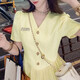 Frauen 2025 Sommer neuer Stil Französischer Design Sinn für kleine Menschen Taille Hugging Slim Princess Kleid D1478 Yellow 2xl [130-145jin [Jin gleich 0,5 kg]]]