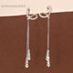 KHSK Old Phoenix 999 sterling silver bow tassel earrings ear clip earrings new temperament long style bow tassel earrings pair (with pierced ears)