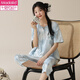 Modal Summer New Chinese Style Kurzärärmelte-Pyjama für Frauen-Baumwoll-Hauskleidung für Frauen, die geschnittene Hosen für den Sommer dünn sind, können außerhalb von LZY9901 M getragen werden (empfohlen 75-95jin [Jin gleich 0,5 kg])