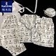 Woodpecker Japanese ins style summer short-sleeved pajamas for women pure cotton gauze three-piece set cute cartoon outside home clothes Yunduo Cotton-9906# Star Puppy Three-piece Set M [Suggested 75-100Jin [Jin equals 0.5 kg]]