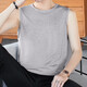 Men's round V-neck vest men's slim Korean style sleeveless vest casual sports breathable vest JS solid color sleeveless V-neck dark gray 3XL
