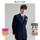 Suitup (SUITUP) high quality men's suit double-breasted high-end gentleman's suit men's wedding dress formal three-piece suit double-breasted pena jet black top + pants L 48A Please note the pants size when placing an order