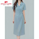 
Pierre CARDIN 2025 summer fashion waist-hugging simple temperament slim dress professional design sense women's dress trendy 1349 blue S 100Jin [Jin equals 0.5 kg] below